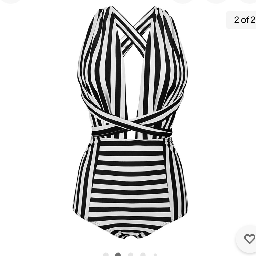 Cocoship Swim | Cocoship Size 4 Black & White Striped One Piece Swimsuit Nwt